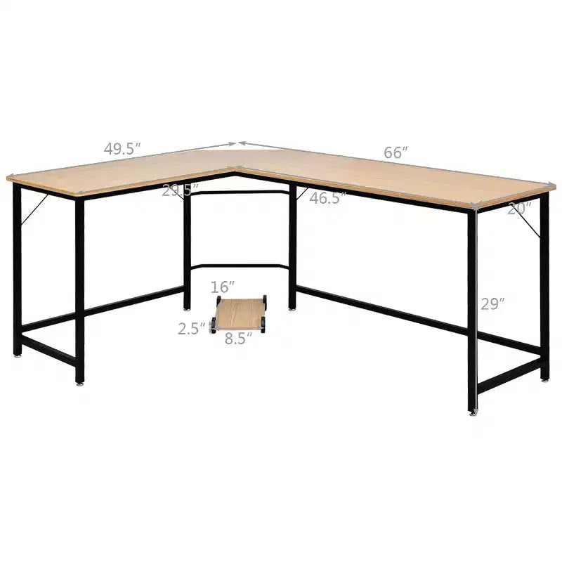 Costway Bureau d'angle en L poste de travail d'étude table de jeu pour bureau à domicile