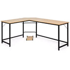 Costway Bureau d'angle en L poste de travail d'étude table de jeu pour bureau à domicile