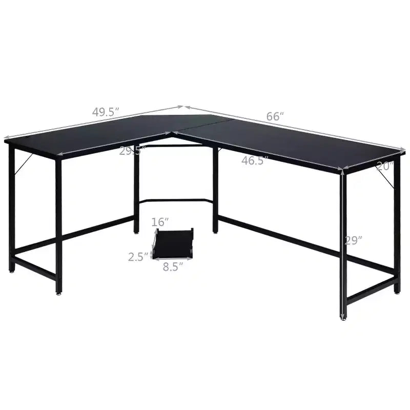 Costway Bureau d'angle en L poste de travail d'étude table de jeu pour bureau à domicile