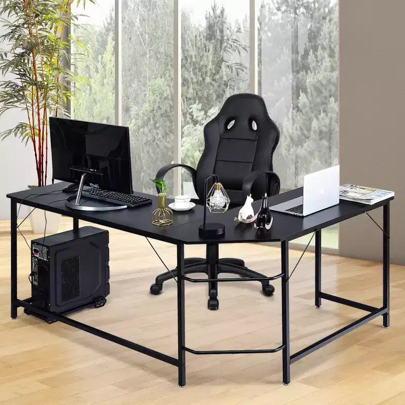 Costway Bureau d'angle en L poste de travail d'étude table de jeu pour bureau à domicile