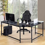 Costway Bureau d'angle en L poste de travail d'étude table de jeu pour bureau à domicile