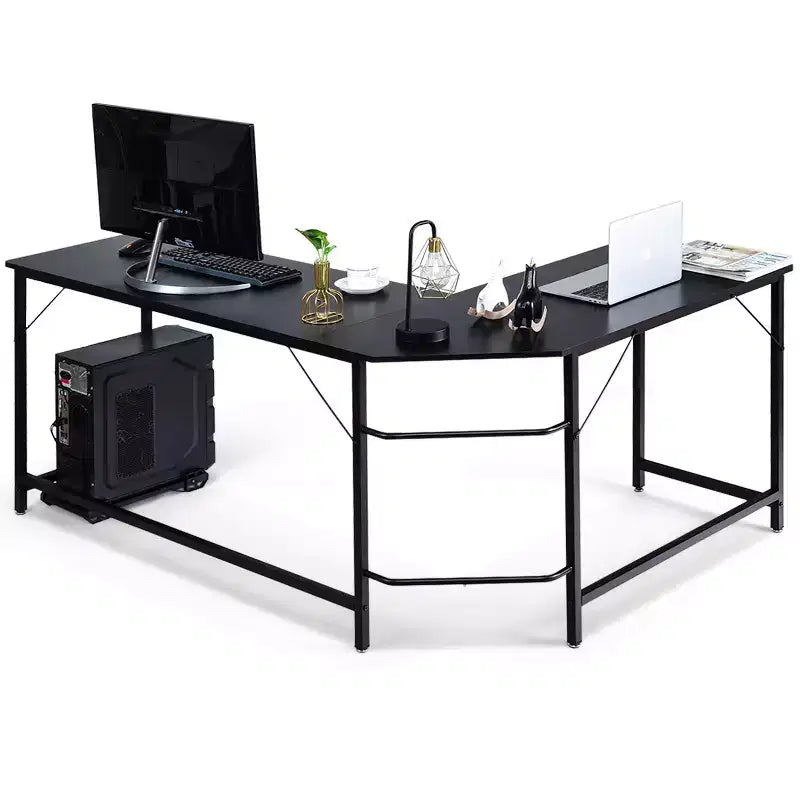Costway Bureau d'angle en L poste de travail d'étude table de jeu pour bureau à domicile