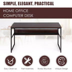 Bureau d'ordinateur industriel Costway 55'' avec étagère de rangement et pieds réglables