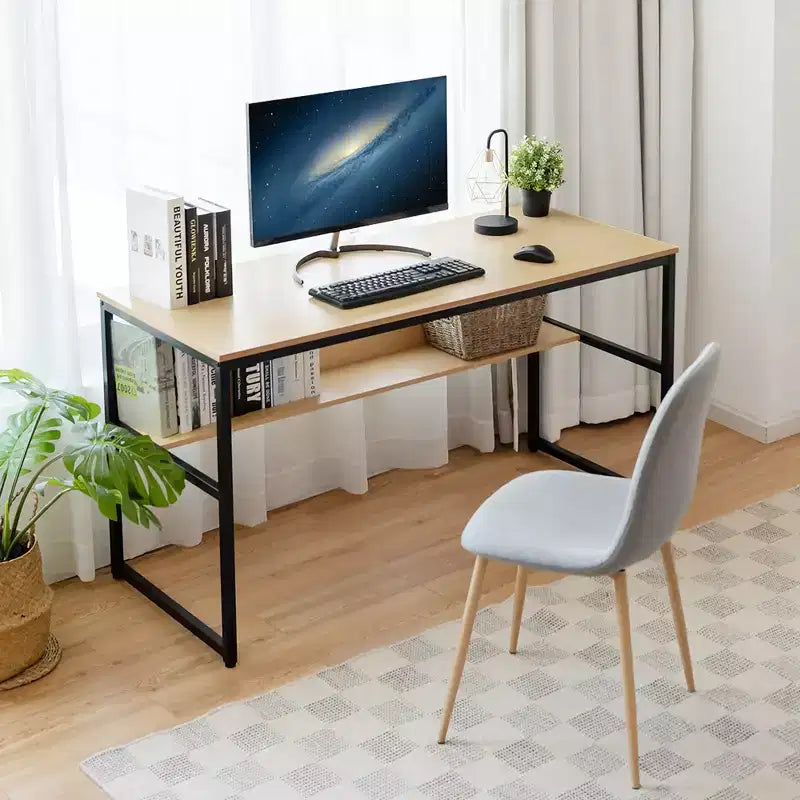 Bureau d'ordinateur industriel Costway 55'' avec étagère de rangement et pieds réglables