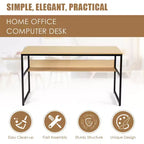 Bureau d'ordinateur industriel Costway 55'' avec étagère de rangement et pieds réglables
