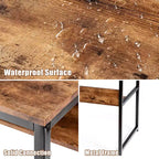 Bureau d'ordinateur industriel Costway 55'' avec étagère de rangement et pieds réglables