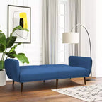 Canapé-lit futon convertible Costway avec pieds en bois réglable marine/gris/jaune