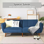 Canapé-lit futon convertible Costway avec pieds en bois réglable marine/gris/jaune