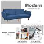 Canapé-lit futon convertible Costway avec pieds en bois réglable marine/gris/jaune