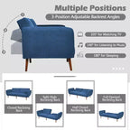 Canapé-lit futon convertible Costway avec pieds en bois réglable marine/gris/jaune