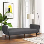 Canapé-lit futon convertible Costway avec pieds en bois réglable marine/gris/jaune