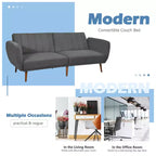 Canapé-lit futon convertible Costway avec pieds en bois réglable marine/gris/jaune