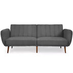 Costway Convertible Futon Sofa Bed Adjustable Couch Sleeper w/ Wood Legs Navy\Grey\Yellow