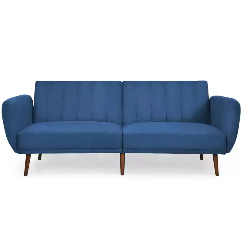 Canapé-lit futon convertible Costway avec pieds en bois réglable marine/gris/jaune