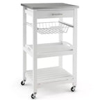 Chariot de service roulant Costway Compact Kitchen Island avec panier supérieur en acier inoxydable
