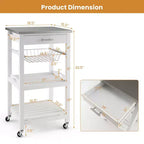 Chariot de service roulant Costway Compact Kitchen Island avec panier supérieur en acier inoxydable