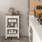 Chariot de service roulant Costway Compact Kitchen Island avec panier supérieur en acier inoxydable