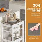 Chariot de service roulant Costway Compact Kitchen Island avec panier supérieur en acier inoxydable