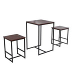 Novogratz Bungalow Bar Height 3-Piece Pub Table and Stools Set with Wood Tabletop and Metal Frame