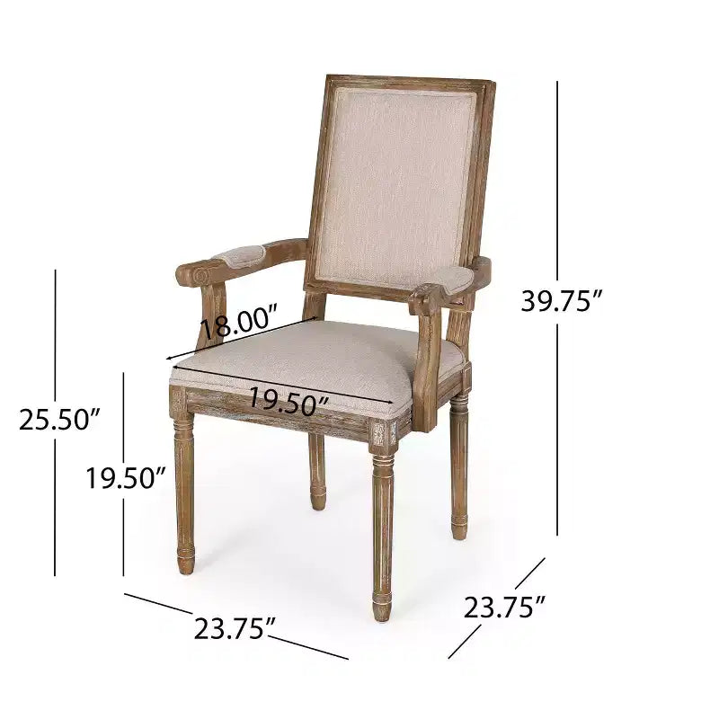 Lot de 2 chaises de salle à manger en bois rembourrées Maria de style campagnard français