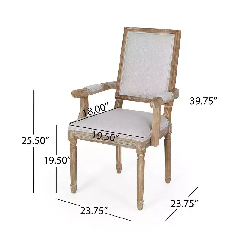 Lot de 2 chaises de salle à manger en bois rembourrées Maria de style campagnard français