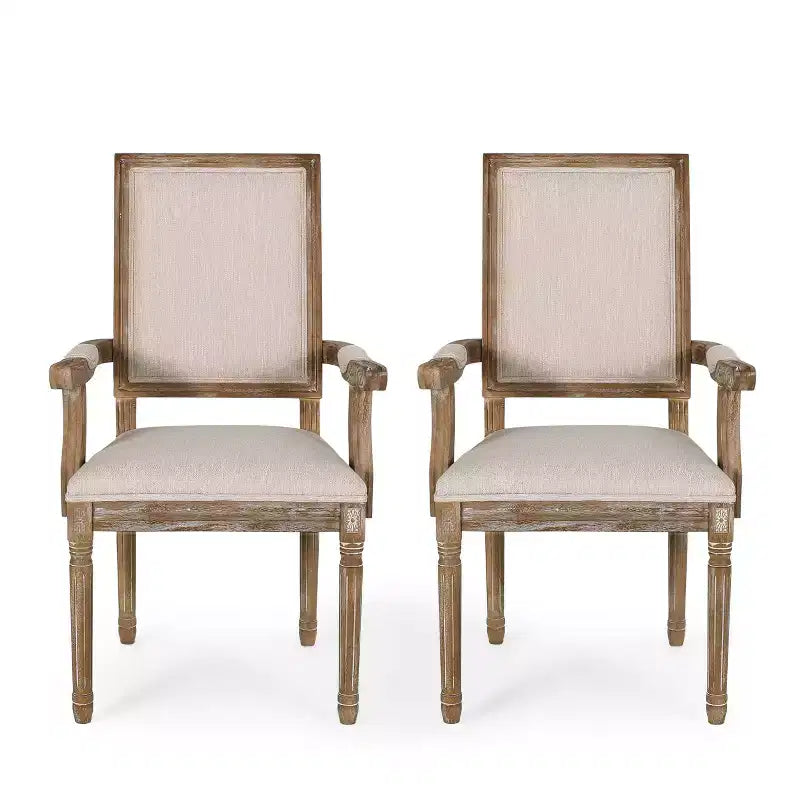 Set of 2 Maria French Country Wood Upholstered Dining Chairs - Christopher Knight Home