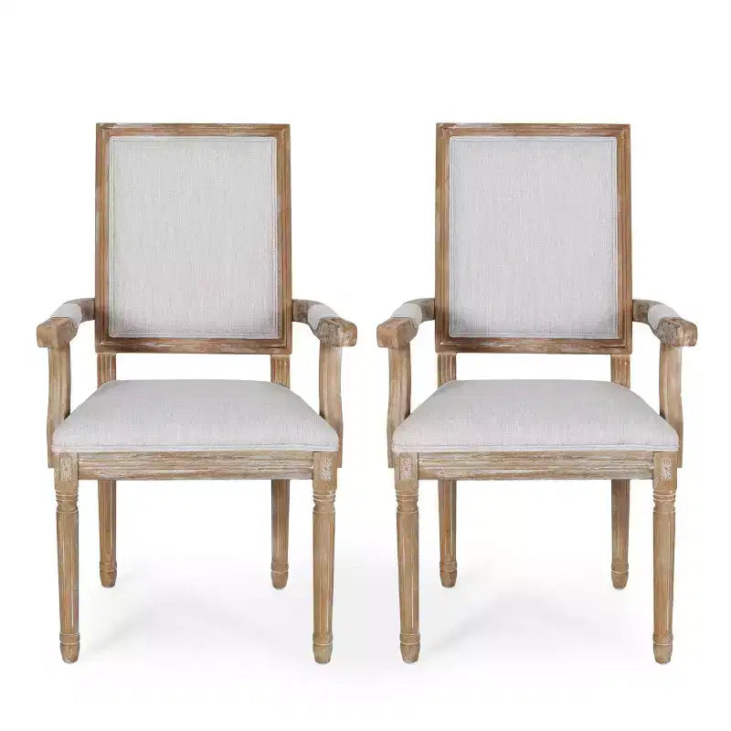 Lot de 2 chaises de salle à manger en bois rembourrées Maria de style campagnard français