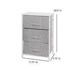 3 Drawer Wood Top Cast Iron Frame Vertical Storage Dresser with Easy Pull Fabric Drawers