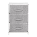 3 Drawer Wood Top Cast Iron Frame Vertical Storage Dresser with Easy Pull Fabric Drawers