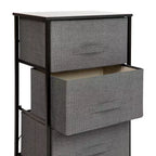 3 Drawer Wood Top Cast Iron Frame Vertical Storage Dresser with Easy Pull Fabric Drawers