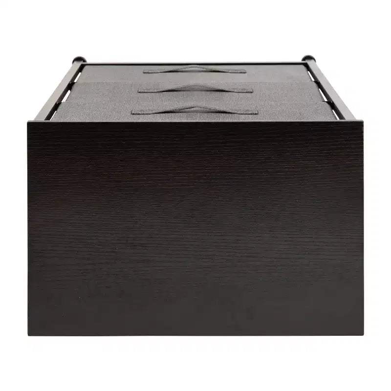 3 Drawer Wood Top Cast Iron Frame Vertical Storage Dresser with Easy Pull Fabric Drawers