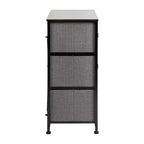 3 Drawer Wood Top Cast Iron Frame Vertical Storage Dresser with Easy Pull Fabric Drawers