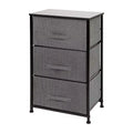 Flash Furniture 3 Drawer Wood Top Cast Iron Frame Vertical Storage Dresser with Easy Pull Fabric Drawers