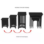 Lot de 3 tables gigognes – Tables basses traditionnelles avec pieds de style Mission pour salon, noires