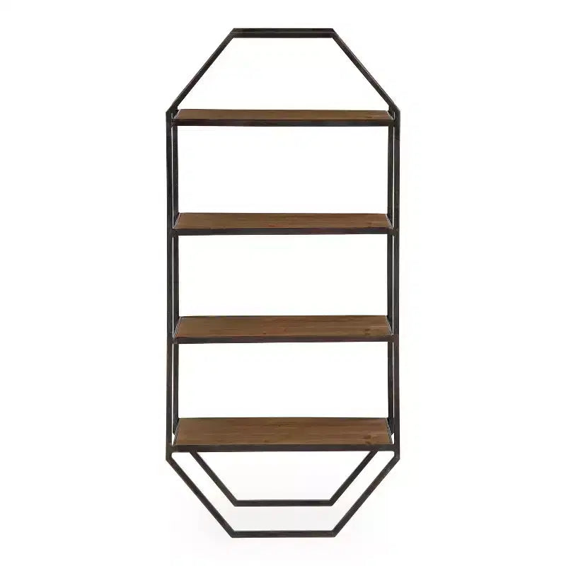 Étagère murale décorative Adela en bois et métal