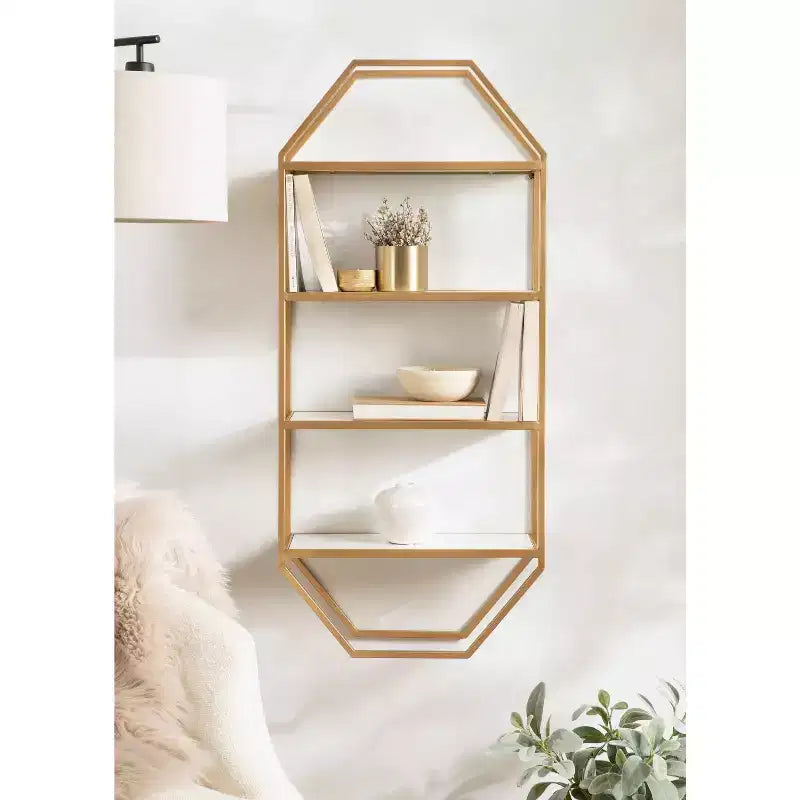 Adela Wood/Metal Decorative Wall Shelf