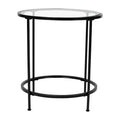 Flash Furniture Astoria Collection Round End Table - Modern Clear Glass Accent Table with Matte Black Frame