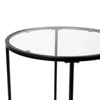 Table d'appoint ronde Astoria Collection - Table d'appoint moderne en verre transparent avec cadre noir mat