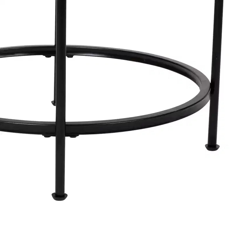 Table d'appoint ronde Astoria Collection - Table d'appoint moderne en verre transparent avec cadre noir mat