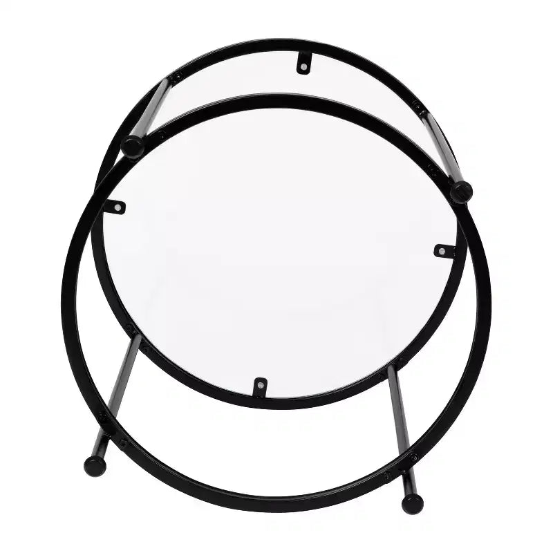 Table d'appoint ronde Astoria Collection - Table d'appoint moderne en verre transparent avec cadre noir mat