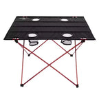 Table de camping pliante d'extérieur avec sac de transport - Noir