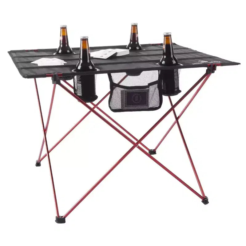 Table de camping pliante d'extérieur avec sac de transport - Noir