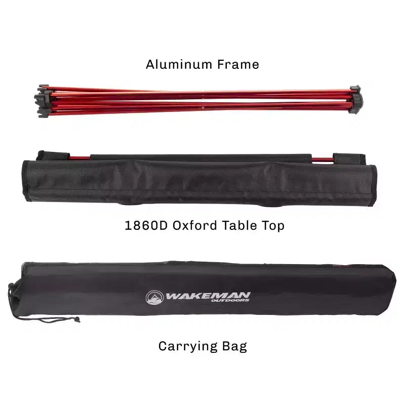 Table de camping pliante d'extérieur avec sac de transport - Noir