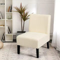 Fauteuil d'appoint sans accoudoirs en tissu avec pieds en bois d'hévéa, gris/beige/imprimé