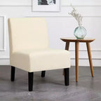 Fauteuil d'appoint sans accoudoirs en tissu avec pieds en bois d'hévéa, gris/beige/imprimé