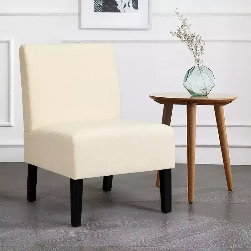 Fauteuil d'appoint sans accoudoirs en tissu avec pieds en bois d'hévéa, gris/beige/imprimé