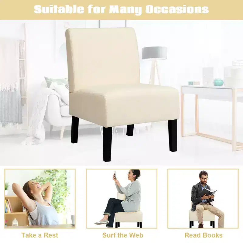 Fauteuil d'appoint sans accoudoirs en tissu avec pieds en bois d'hévéa, gris/beige/imprimé