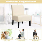 Fauteuil d'appoint sans accoudoirs en tissu avec pieds en bois d'hévéa, gris/beige/imprimé