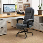 Chaise de bureau de massage vibrante 7 points avec soutien lombaire, repose-pieds, dossier inclinable, hauteur réglable