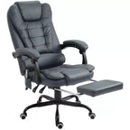 Chaise de bureau de massage vibrante 7 points avec soutien lombaire, repose-pieds, dossier inclinable, hauteur réglable